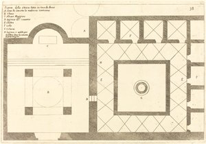Plan över kyrkan nära Annas hus av Jacques Callot