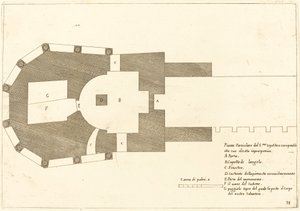 Plan för Heliga gravens kyrka av Jacques Callot