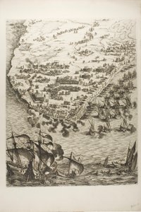 Tallrik fyra från The Siege of La Rochelle av Jacques Callot