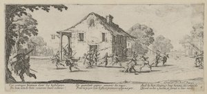 Plundring, blad 4 i serien ”Krigets fasor” av Jacques Callot