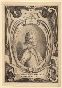 Porträtt av Francesco de’ Medici, blad 2 i serien ”Kopparstickor utförda med anledning av Francesco de’ Medicis begravning” av Jacques Callot