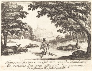 Ber om gudomlig hjälp av Jacques Callot