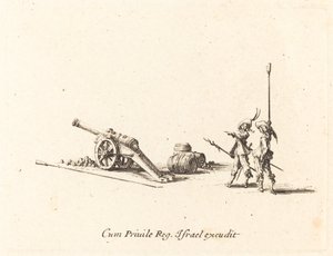 Förbereder att avfyra kanonen, 16341635. av Jacques Callot