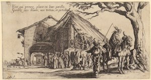 Rast, blad 3 i serien ”Die Bohémiens” av Jacques Callot