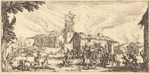 Plundring och nedbränning av en by av Jacques Callot