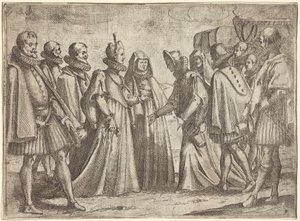 Mottagande i Mantua [recto] av Jacques Callot
