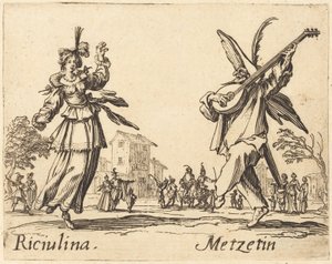 Riciulina och Metzetin, ca. 1622. av Jacques Callot