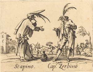 Scapino och Cap Zerbino, ca. 1622. av Jacques Callot