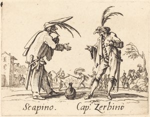 Scapino och Cap Zerbino, ca. 1622. av Jacques Callot
