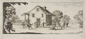 Plundringsscen, plansch fyra ur Krigets elände av Jacques Callot