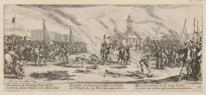 Bål, blad 13 i serien ”Krigets fasor” av Jacques Callot