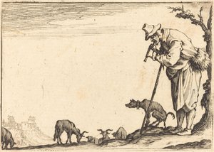 Herde som spelar flöjt av Jacques Callot