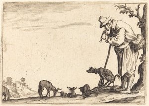 Herde som spelar flöjt av Jacques Callot