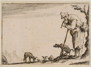 Herde som spelar flöjt, ur ”Nyckerna” (Florensutgåvan) av Jacques Callot