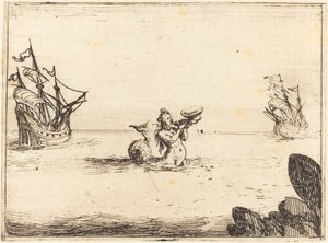 Siren mellan två fartyg av Jacques Callot