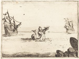 Siren mellan två skepp, 1628. av Jacques Callot