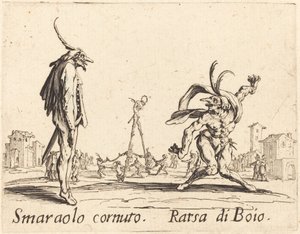 Smaralo Cornuto och Ratsa di Boio av Jacques Callot