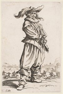 Soldat i en fjäderhatt, från serien "The Nobility of Lorraine" av Jacques Callot