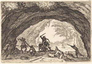 Soldater som attackerar rånare av Jacques Callot