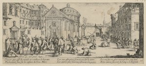 Sjukhus, blad 15 i serien ”Krigets fasor” av Jacques Callot