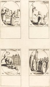 St. Riklig; St. Galbertus; St. Marciana; St. Anacletus av Jacques Callot