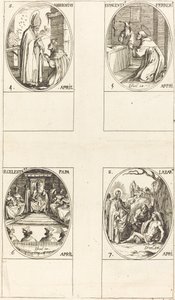 St Ambrosius; St. Vincent Ferrer; St Celestin; Sankt Lasarus av Jacques Callot