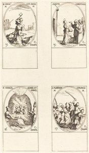 St. Bibiana; S:t Birinus; St. Barbara; St Sabbas av Jacques Callot