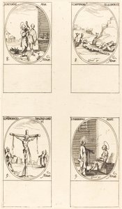 St. Castorius, St. Carpophorus & de fyra krönade martyrerna, minne av bilden. av Jacques Callot