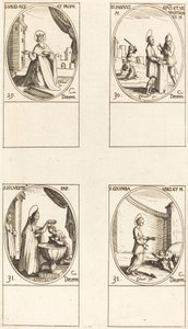St. David, kung och profet; Sts. Sabinus och Venustiano; St. Sylvester; St. Columba av Jacques Callot