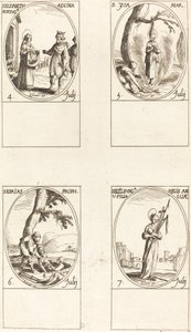 St. Elizabeth av Portugal, St. Zoe, St. Jesaja, Profeten, St. Edelburge. av Jacques Callot