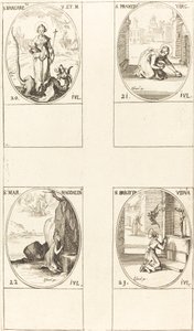 St. Margareta av Antiochia; St Praxedes; S:ta Maria Magdalena; S:ta Birgitta av Sverige av Jacques Callot