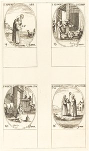 St. Maurus, St. John Calybite, St. Marcellus, St. Hedrad av Jacques Callot