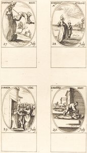 St Pantaleon, Sts. Nazarius och Celsus, St. Martha, St. Beatrice. av Jacques Callot