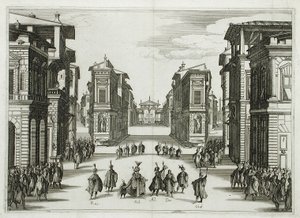 Scendekor för ”Il Solimano”, akt IV av Jacques Callot
