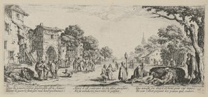 Döende vid vägkanten, blad 16 i serien "Krigets fasor" av Jacques Callot