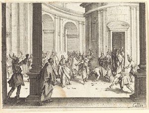 Jesu stening av Jacques Callot