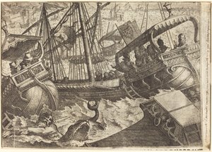 Storm utanför Barcelonas kust [recto] av Jacques Callot