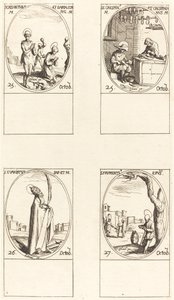 Sts. Chrysanthus och Daria, Sts. Crispin och Crispinianus, St Evaristus, St Frumentius. av Jacques Callot