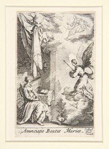 Bebådelsen, nr. 5 från The Life of the Virgin av Jacques Callot