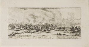 Slaget, plansch tre från Krigets elände av Jacques Callot
