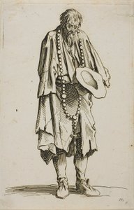 Tiggaren med en rosenkrans, tallrik elva från The Beggars av Jacques Callot