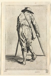 Tiggarna: Tiggare på kryckor, med hatt, ca. 1623. av Jacques Callot