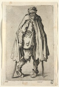 Tiggarna: Tiggare på kryckor med en väska, ca. 1623. av Jacques Callot