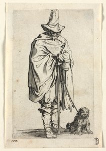 Tiggarna: Blind man med sin hund av Jacques Callot