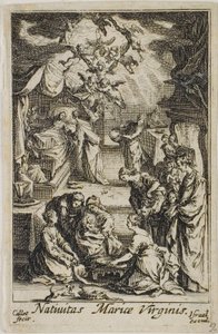 Jungfru Marias födelse, från The Life of the Virgin av Jacques Callot