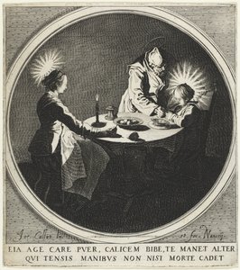 Välsignelsen (Le Bénédicité) även känd som Den heliga familjen vid bordet av Jacques Callot