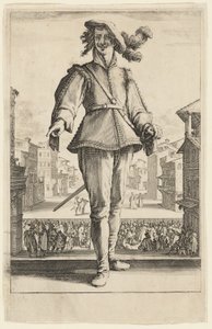 Kaptenen eller älskaren, från Tre italienska komiker av Jacques Callot