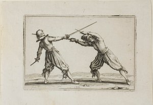 Duellen med svärd och dolkar, från The Caprices av Jacques Callot