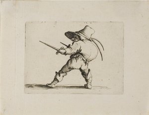 Duelisten med ett svärd och en dolk, från Varie Figure Gobbi av Jacques Callot