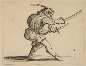 The Duelliste aux Deux Sabres Duelisten med två sabre, från Varie Figure Gobbi, s..., 1616-22. av Jacques Callot
